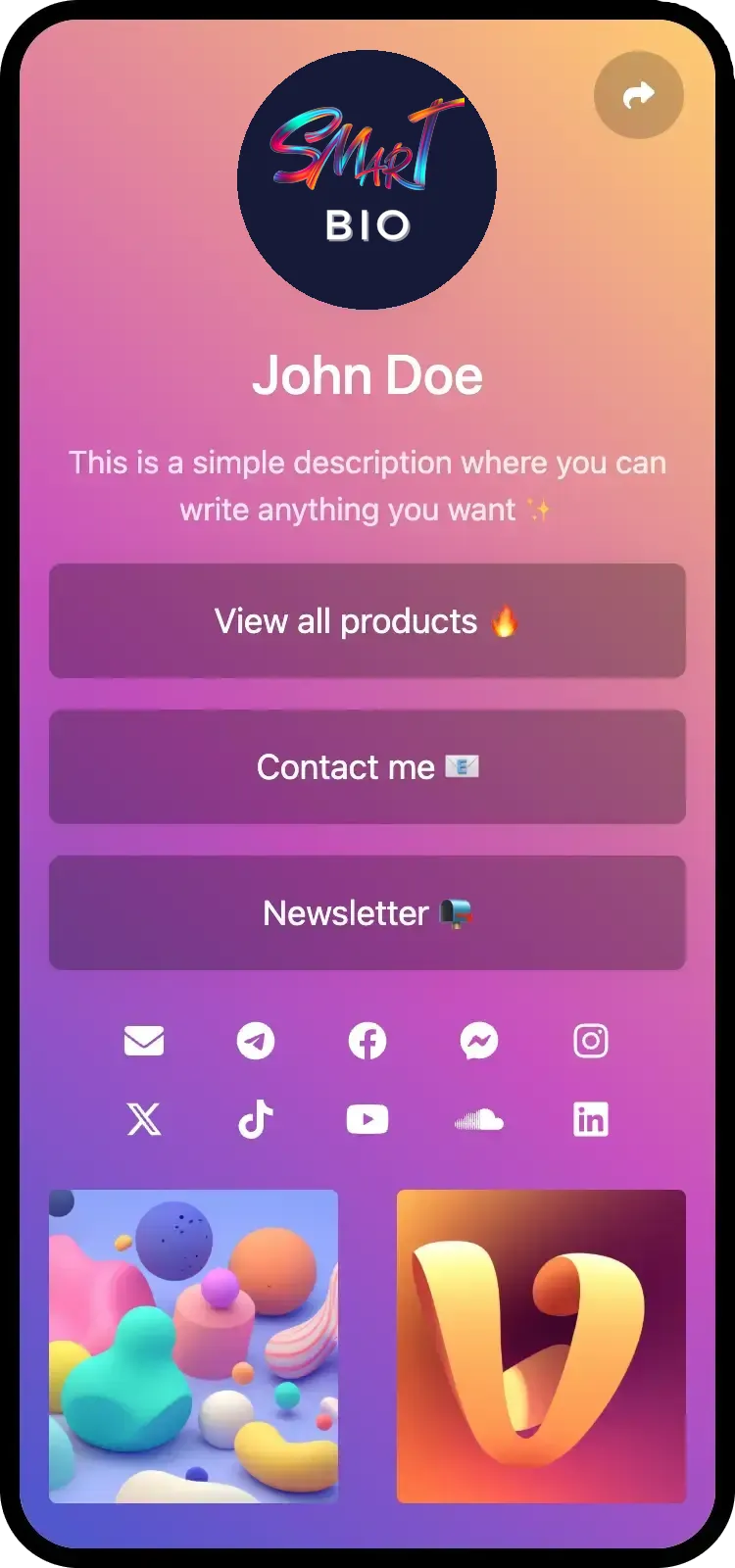 Screenshot of biolink page examples