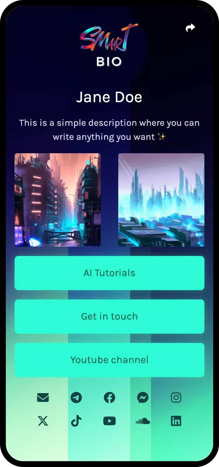 Screenshot of biolink page examples